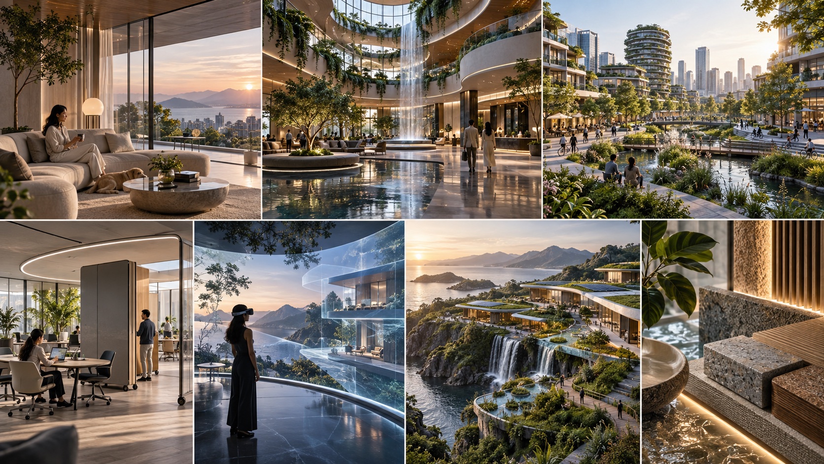 Concept studies of connected homes, hospitality interiors, mixed reality and planted urban districts